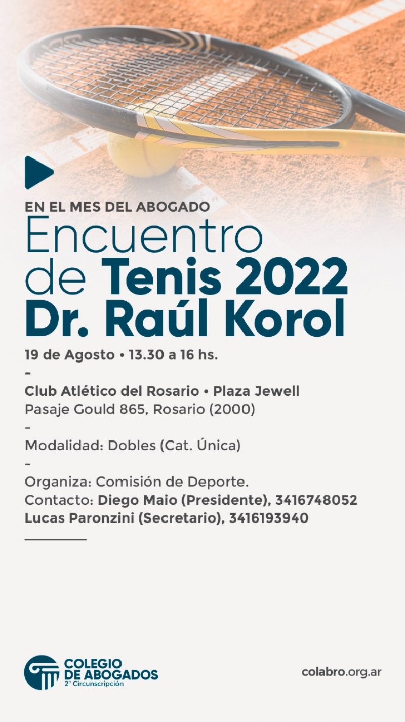 Encuentro de Tenis 2022 "Dr. Raúl Korol" - 19/08/2022